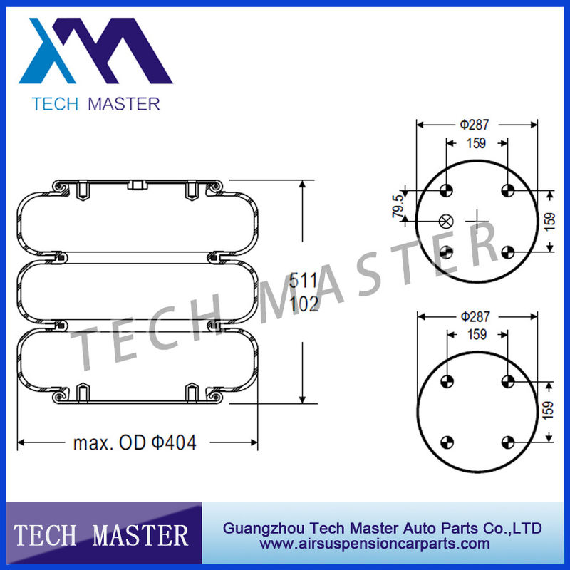 Mola de ar industrial complicada das peças de automóvel para o ar de borracha triplo Sping do Firestone W01-358-7845 de Contitech FT530-35 521
